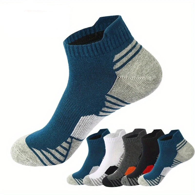 5 Pairs Men's Cotton Breathable Athletic Short Socks, Men's Low Cut Sweat-Wicking Ankle Socks, High Quality Casual Soft Summer Sports Socks (image for) 5 Pairs Men's Cotton Breathable Athletic Short Socks, Men's Low Cut Sweat-Wicking Ankle Socks, High Quality Casual Soft Summer Sports Socks