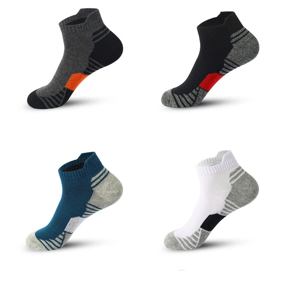 (image for) 5 Pairs Men's Cotton Breathable Athletic Short Socks, Men's Low Cut Sweat-Wicking Ankle Socks, High Quality Casual Soft Summer Sports Socks