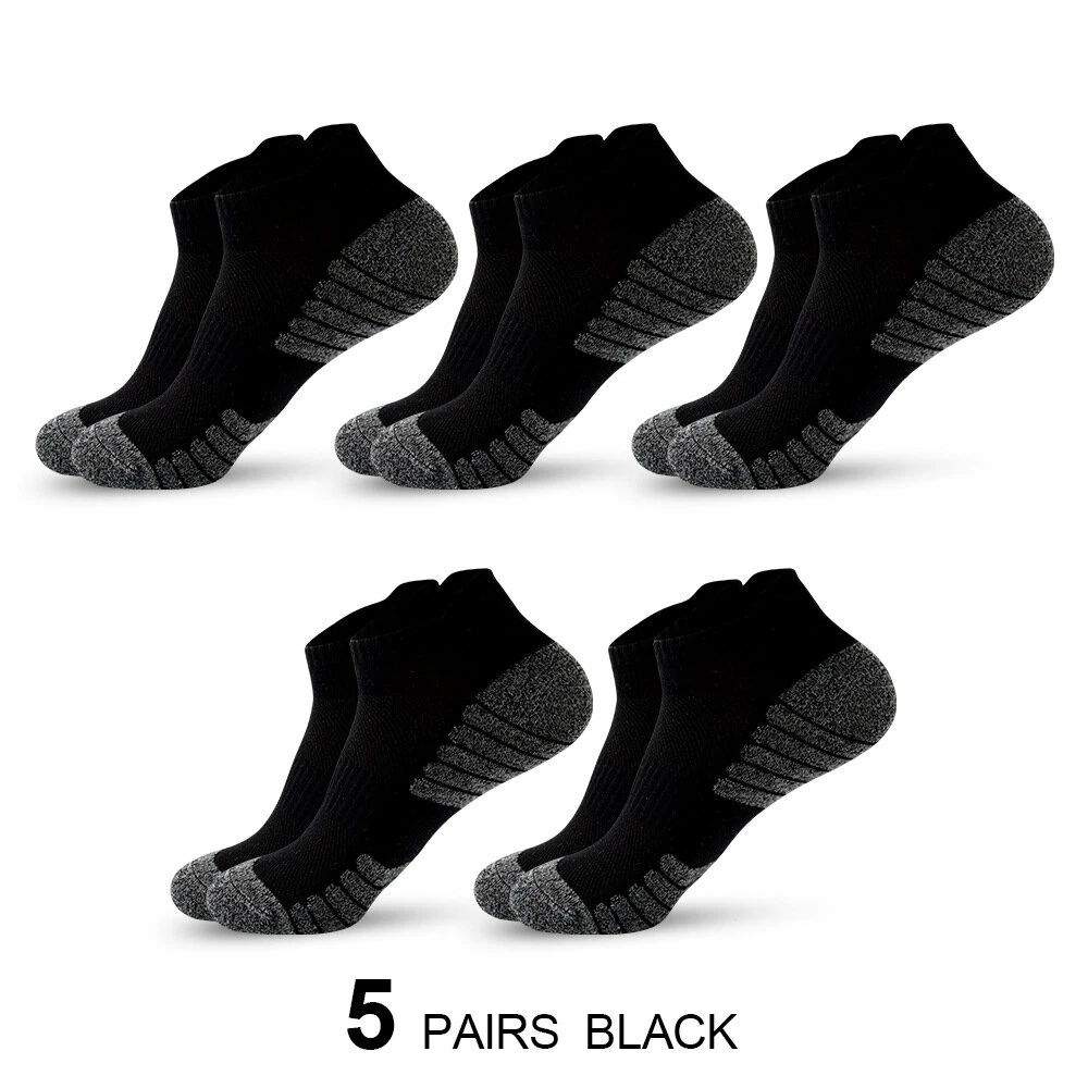(image for) 5 Pairs Sports Socks Men's Short Socks Sweat-absorbent Breathable Mesh Athletic Ankle Socks Casual Thin Section Cotton Socks Size 38-45