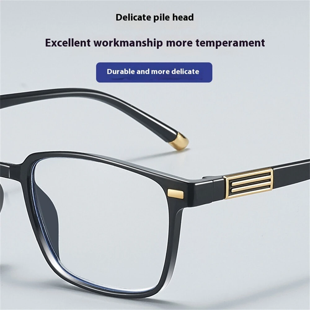 (image for) Anti Blue Light Reading Glasses Men Black Full Frame Hyperopia Eyewear High-definition Comfortable Presbyopia Glasses