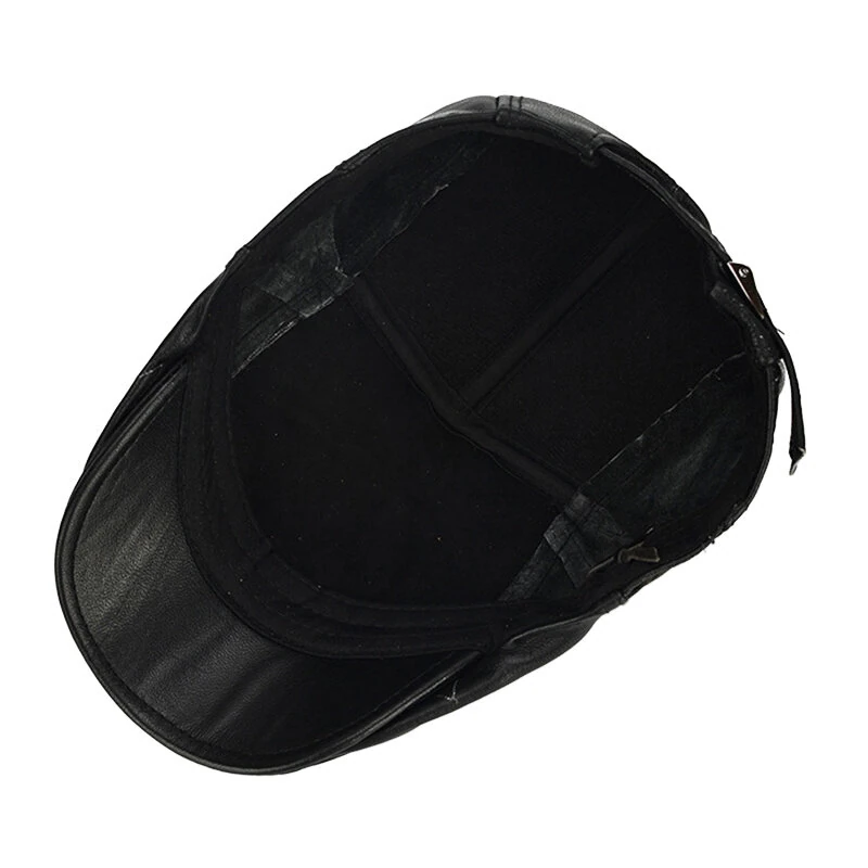 (image for) Collrown Berets Mens Flat Caps Genuine Leather Duck Tongue Cap Classic Adjustable Casual Driving Cabbie Hat