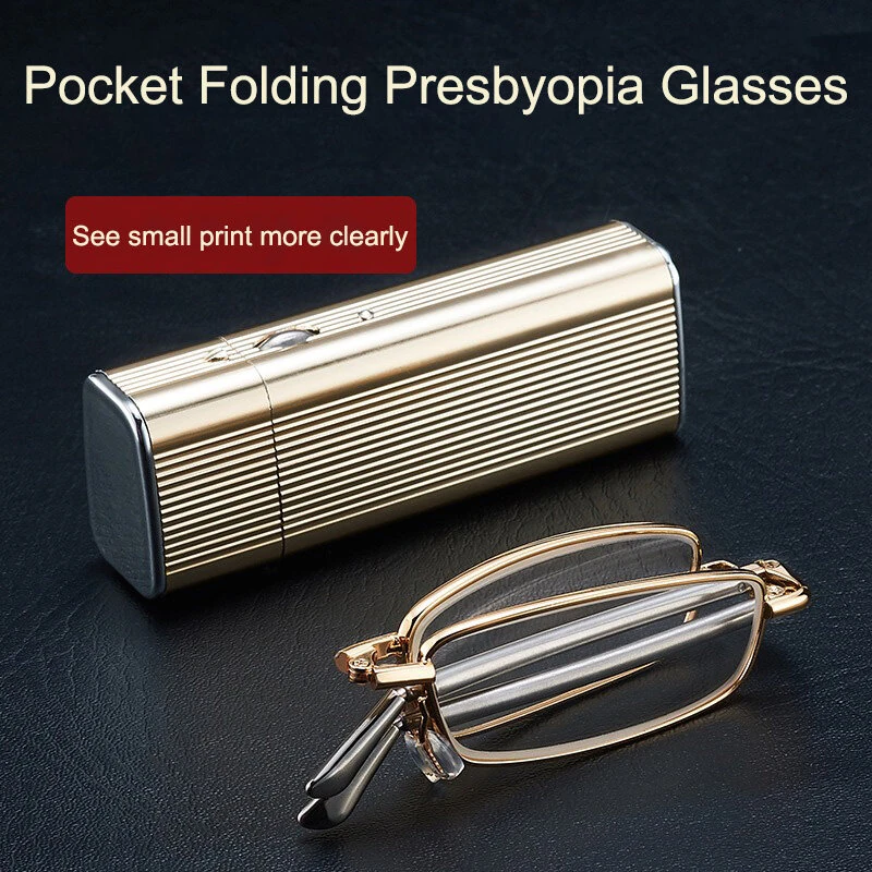 (image for) Folding Stretching Presbyopia Glasses Portable Anti Blue Light Reading Glasses Ultra-light Anti-fatigue Presbyopia Glasses Lighter Case